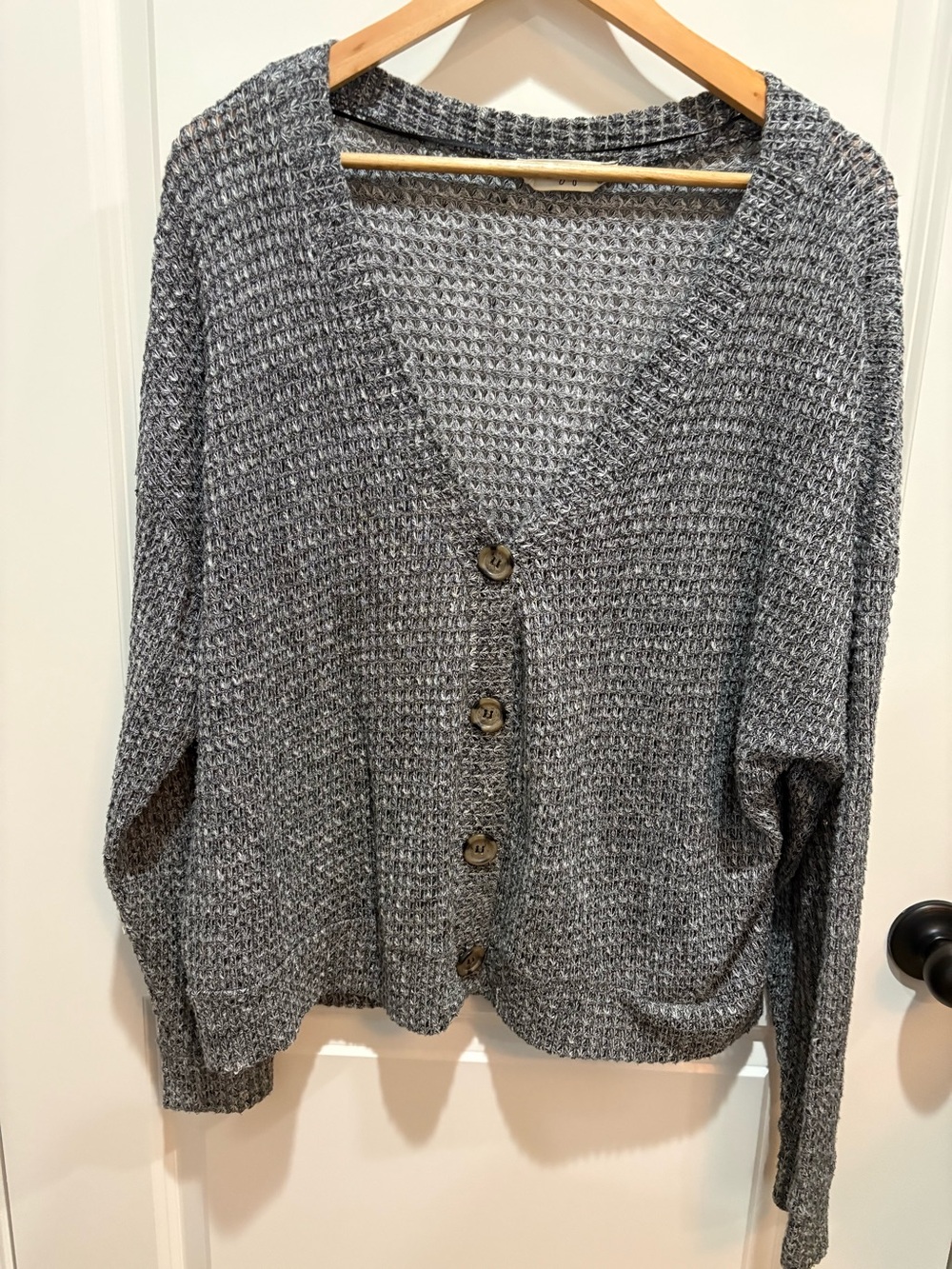 Molly Green Grey marled, button-front cardigan sweater
